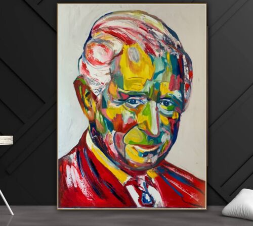 Original Abstract Oil Painting On Canvas 80x60cm King Charles III Coronation portrait