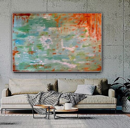 Richter Style Original Abstract Oil Painting On deep Canvas 150x100cm ‘Roheline’