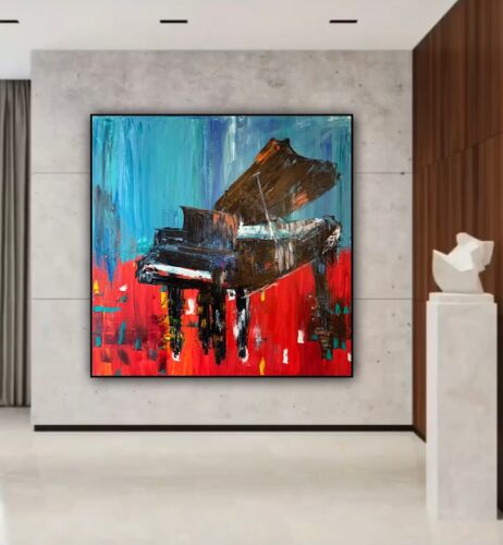 Richter Style Original abstract Oil Painting On Canvas 90X90cm Grand Piano Music