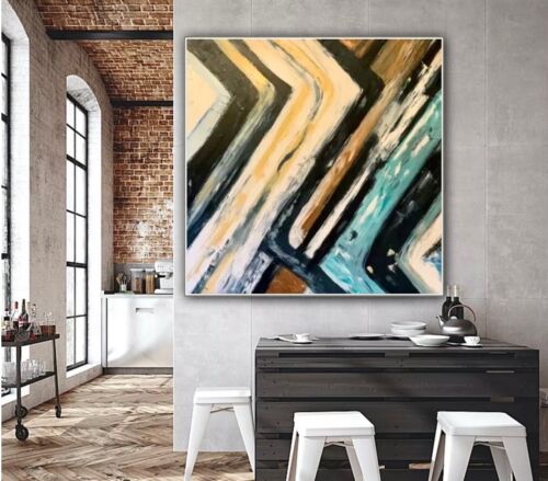 Richter Style Original Abstract Oil Painting On Canvas 90 X 90cm Pathways, Retro