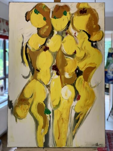 Abstract Impressionist Original Oil Painting 90x62cm Nude Champions I tate