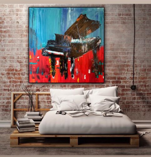 Richter Style Original abstract Oil Painting On Canvas 90X90cm Grand Piano Music