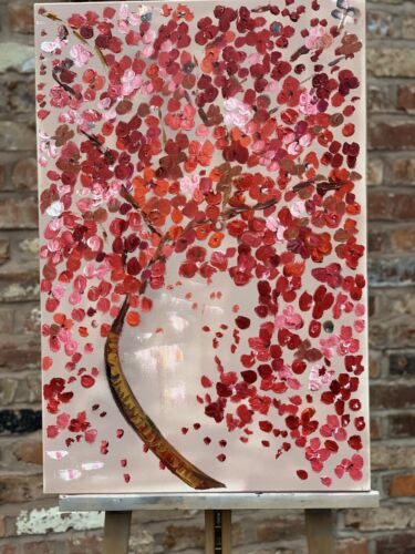 Van Gogh style Cherry blossom Original Abstract Oil Painting On Canvas 76x50cm