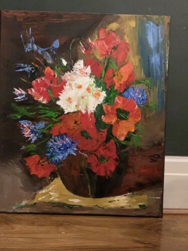 Renoir Original Abstract Oil Painting On Canvas 50X60cm Playful Flowers In Oka