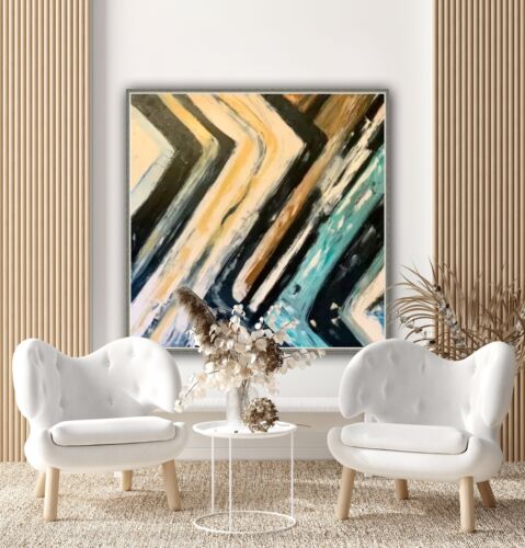 Richter Style Original Abstract Oil Painting On Canvas 90 X 90cm Pathways, Retro