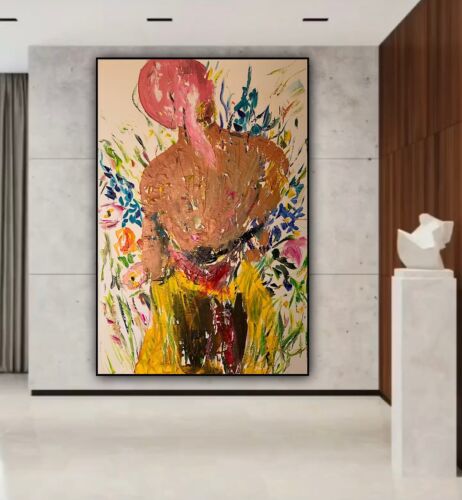 Renoir Style Original Abstract Oil Painting on canvas 90X60cm Woman in a meadow
