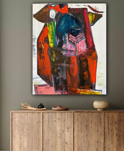 Original abstract Cubism style Oil Painting On Deep 2cm Canvas 50x60cm Owl Tate