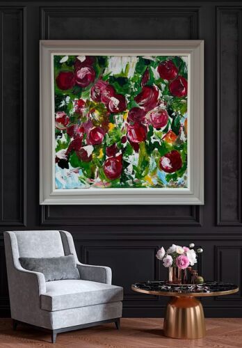 Framed Original Anstract Oil Painting On Canvas 71x71cm Apple Tree Textured Oka
