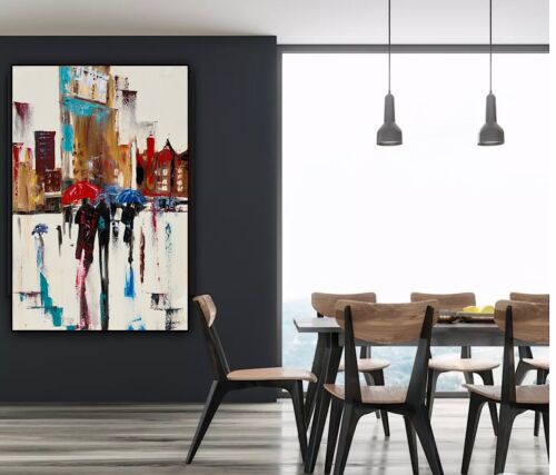 Richter Original Abstract Oil Painting 76x52x4cm Canvas Paris Rain Love
