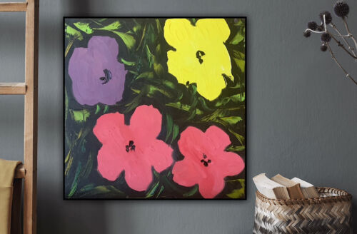 Andy Warhol Style Abstract Oil Painting On Canvas 40cm X 40cm Large Pop Art study