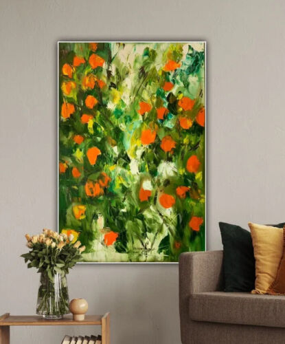 Richter Style Original Abstract Oil Painting On 90X 60cm Canvas Orange Tree