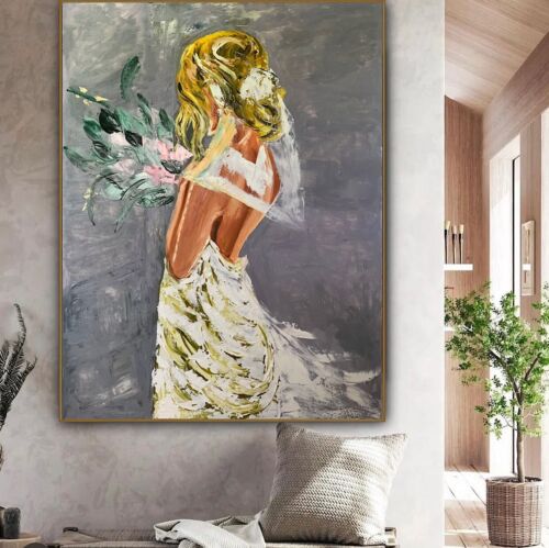 Richter Style Original Abstract Oil Painting On Canvas 100x80cm ‘Wedding Day’ portrait