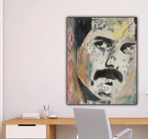 Freddie Mercury Original Abstract Oil Painting On Canvas 30x25cm Queen Portrait