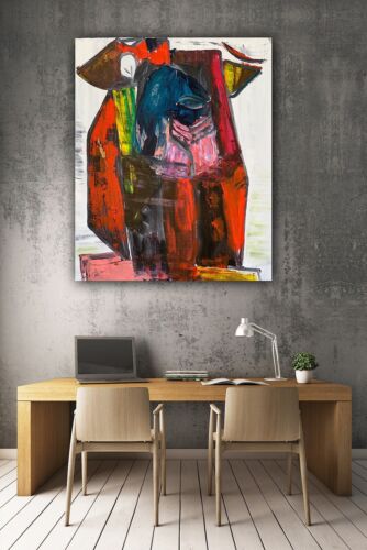 Original abstract Cubism style Oil Painting On Deep 2cm Canvas 50x60cm Owl Tate