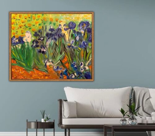 Van Gogh Impressionist Oil Painting On Linen Canvas 60x50cm ‘Field With Irises’ study