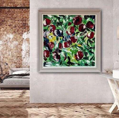 Framed Original Anstract Oil Painting On Canvas 71x71cm Apple Tree 2 Texture Oka
