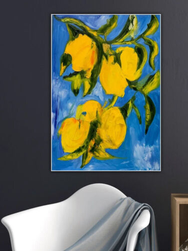 impressionist Abstract Original Oil Painting Canvas 84 X 60cm Lemon Tree In Oka
