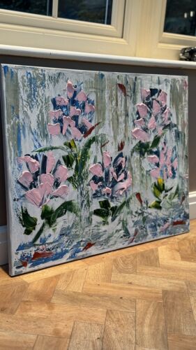 Oka Contemporary Abstract Original Oil Painting 80x60cm Whispers Of pink Peonies flowers