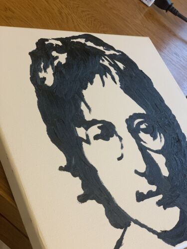 John Lennon Black &White Original Oil Painting Canvas 30X 30cm Pop Art Beatles