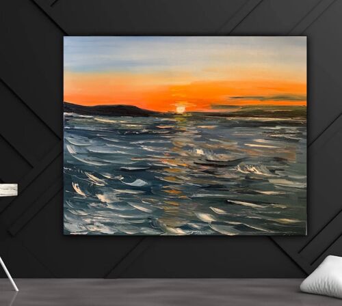 Monet Style Impressionist Abstract original Oil Painting Canvas 50x60cm Ocean 2