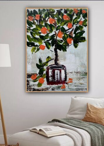 Renour Abstract Original Oil Painting On 80x60cm canvas Textured Orange Tree