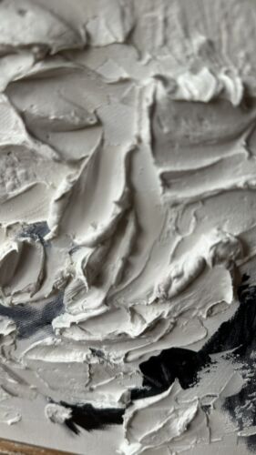 Textured Rose Black &White Modern Abstract oil Painting On Canvas 30x30cm In Oka