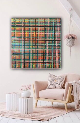Richter Style abstract Original Oil Painting On Canvas 50x50cm Matrix Oka Vogue