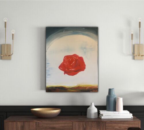 Salvador Dali Surrealist Large Oil Painting On Canvas 50X40cm Meditative Rose study