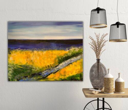 Richter Style Abstract Original Oil Painting On 2cm Canvas 60x76cm Lake District seaside