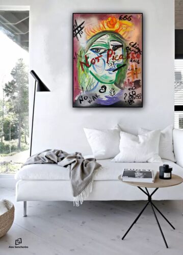 Abstract Oil Painting On 1.8cm Canvas 45x60cm Graffiti Art ‘Woman Love’