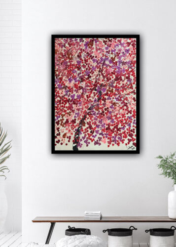 Framed Richter Style Oil Painting On deep Canvas size 56x43cm Cherry Blossom