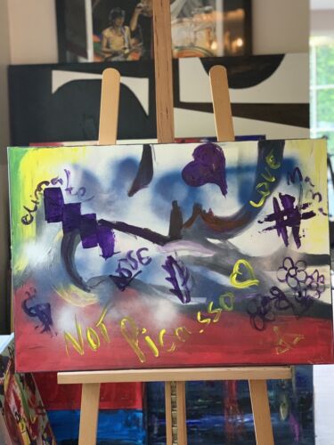Graffiti art abstract original Oil Painting On 16mm Canvas 50cm X 70cm ‘Woman’