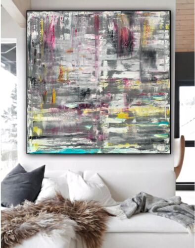Richter Style Abstract Original Oil Painting On 2cm Canvas 100X100cm Reflection