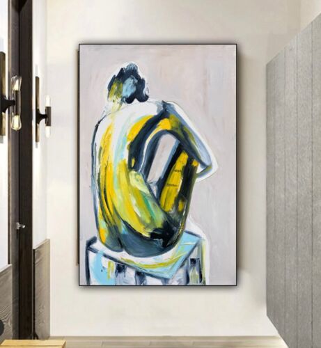 Richter stl Abstract Original Oil Painting On Canvas 90x60cm Yellow Nude oka