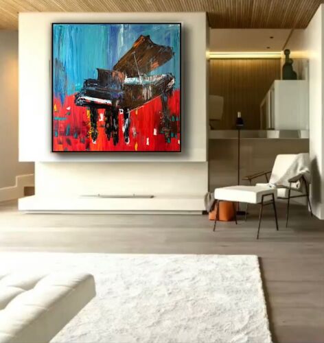 Richter Style Original abstract Oil Painting On Canvas 90X90cm Grand Piano Music