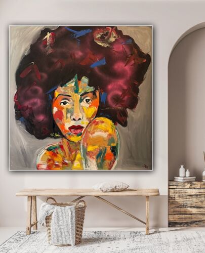Oka Contemporary Abstract Original Oil Painting 80x80cm Canvas Woman Portrait