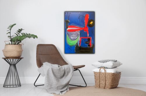Joan Miro Oil Painting On Canvas 70x50cm Abstract Dedicated To Alberto Et Annete