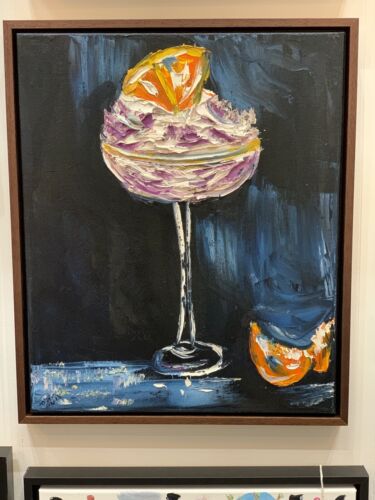 Framed Abstract Original Oil Painting on 50x40cm canvas textured Cocktail time