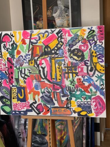 Large Abstract Original Oil Painting On 100x80cm canvas Graffiti Art Vogue Love