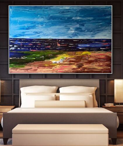 Richter Style Original Abstract Oil Painting On Canvas 150x100cm Seascape Ocean