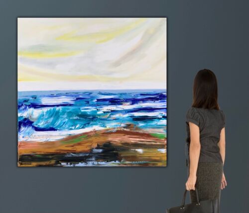 Ayvazovsky Style Original Abstract Oil Painting On Canvas 100x100cm City Coast seaside