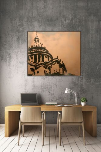 Richter Style Abstract Oil Painting On Canvas 50X60cm St Paul’s London At Night