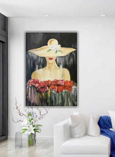 Richter StyLe Original Oil Painting On Canvas 102x70cm Woman In The Rain Vogue portrait