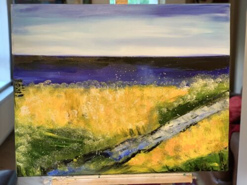 Richter Style Abstract Original Oil Painting On 2cm Canvas 60x76cm Lake District seaside