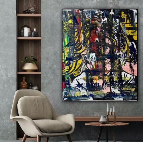 Richter Style Original Abstract Oil Painting On Canvas 50x60cm Graffiti Art