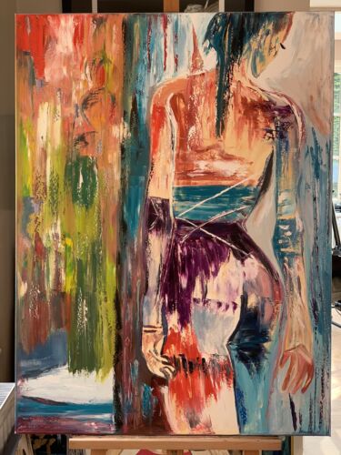 Richter Style Original Abstract Oil Painting On Canvas 100x80cm Morning Nude
