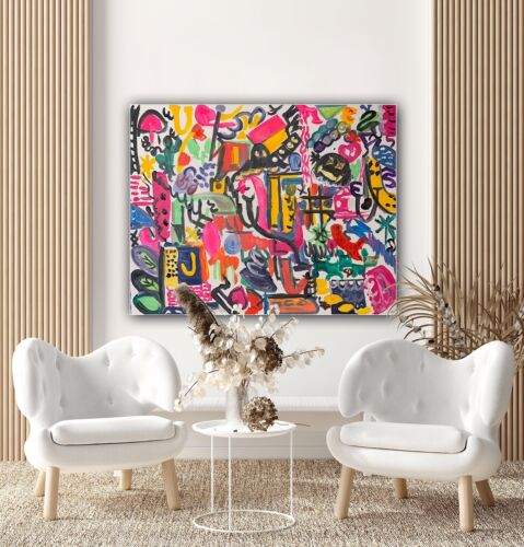 Large Abstract Original Oil Painting On 100x80cm canvas Graffiti Art Vogue Love