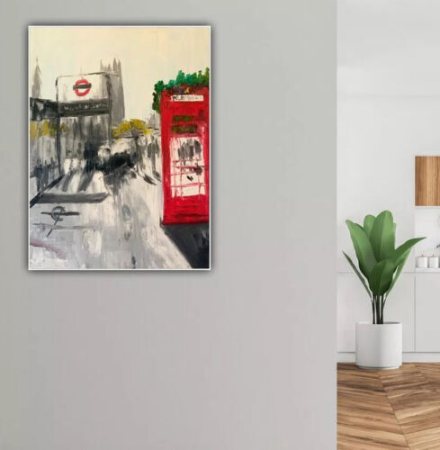 Large Abstract Original Landscape Oil Painting 61X47cm Canvas London Westminster