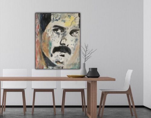 Freddie Mercury Original Abstract Oil Painting On Canvas 30x25cm Queen Portrait