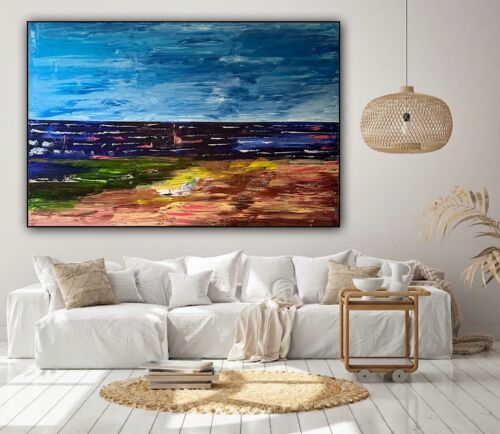 Richter Style Original Abstract Oil Painting On Canvas 150x100cm Seascape Ocean
